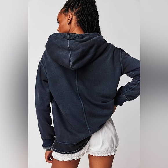 NEW Free People We The Free Zuma Hooded Sweatshirt In Black - Picture 3 of 13